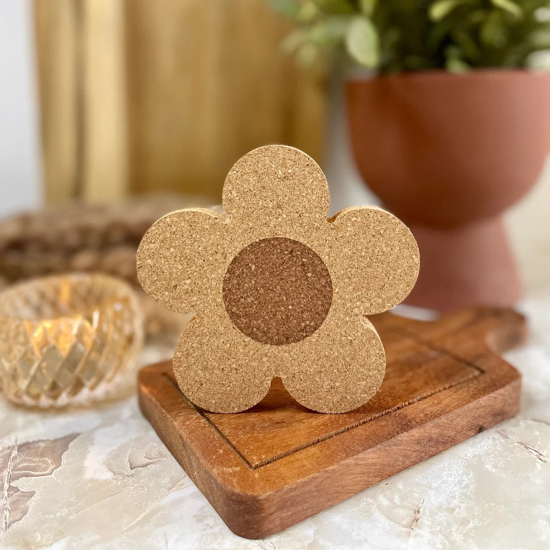 Daisy Flower Cork Coaster, 4"// Flower Coaster, Retro Daisy Coaster, Floral Coaster, Cute Flower ... | Etsy (US)
