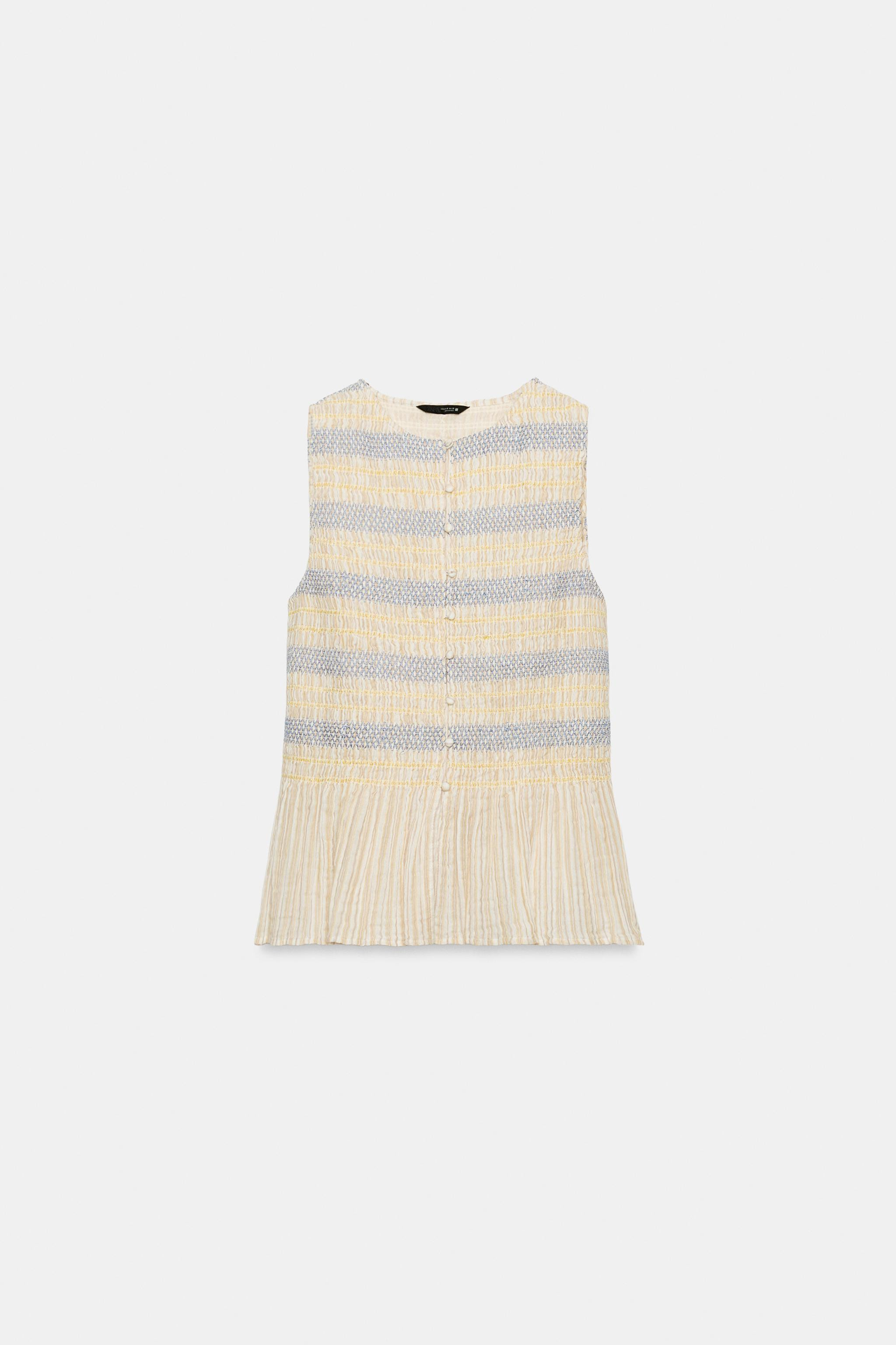 EMBROIDERED SMOCKED TOP | Zara UK