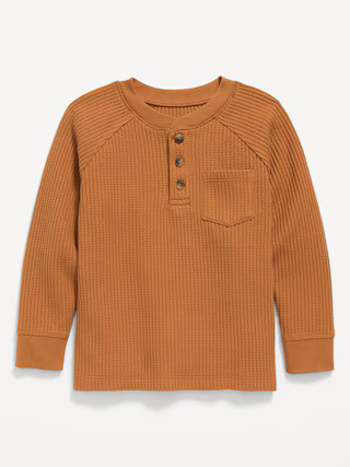 Long-Sleeve Henley Waffle-Knit Pocket T-Shirt for Toddler Boys | Old Navy (US)