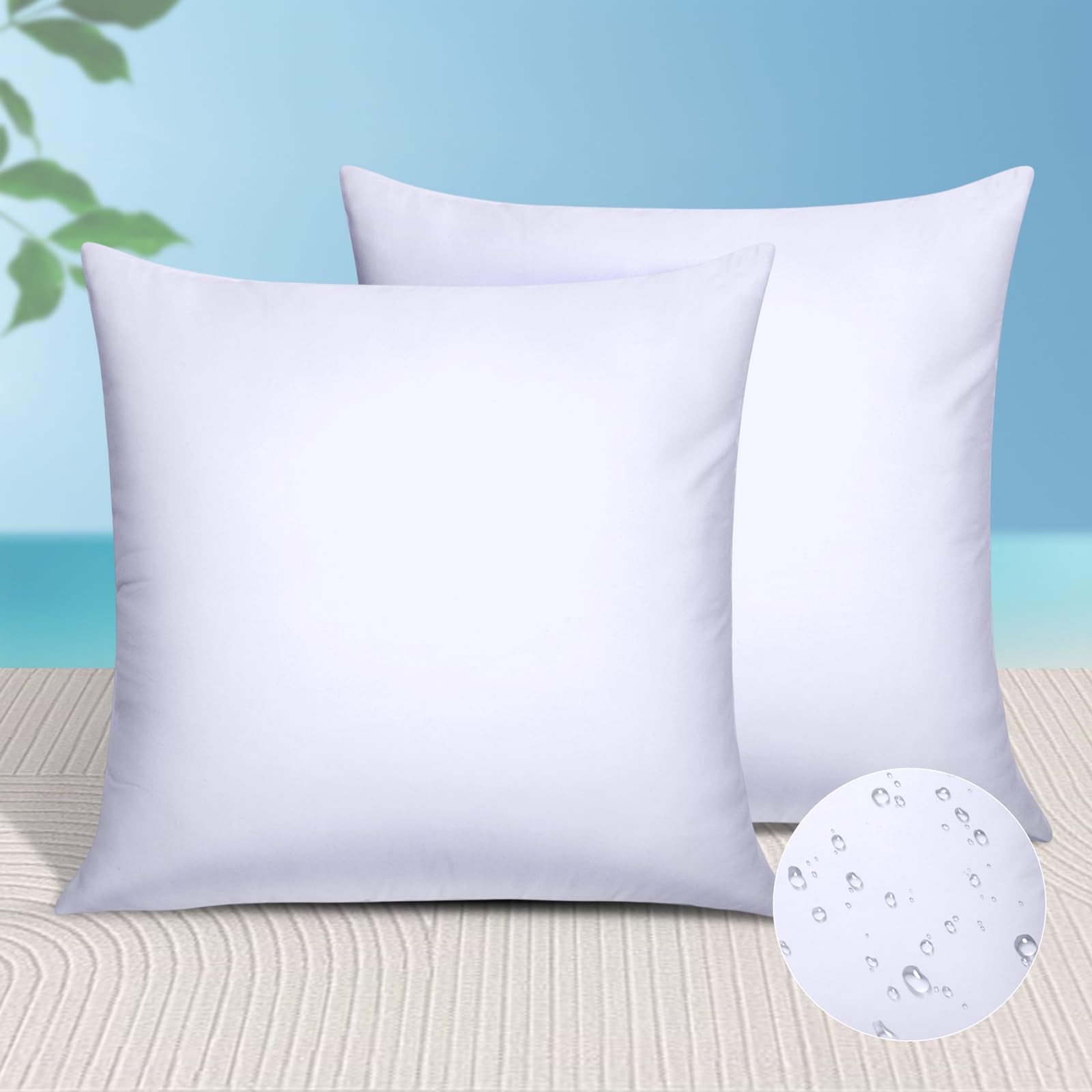 Pack of 2 20x20 Outdoor Pillow Inserts, Water Resistant Throw Pillow Inserts, Cushion Inner Pads ... | Amazon (US)