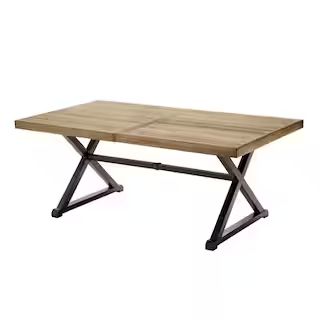 StyleWell Mix and Match 72 in. Rectangular Metal Outdoor Dining Table with Farmhouse Trestle Base... | The Home Depot