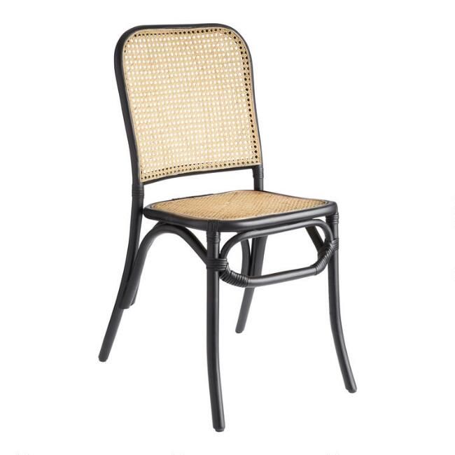 Black and Natural Rattan Gideon Dining Chair Set of 2 | World Market
