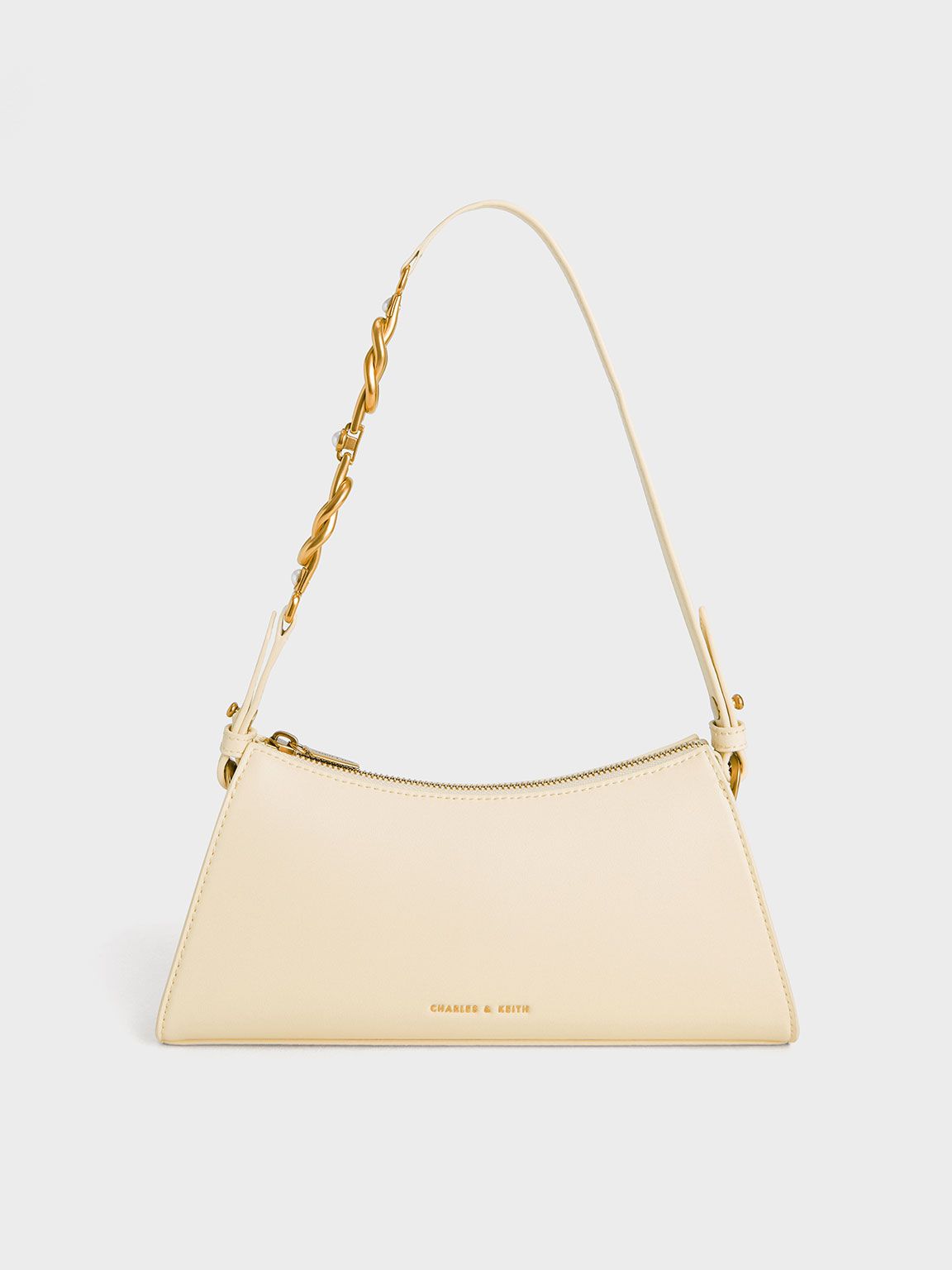 Chalk Metallic-Accent Strap Trapeze Bag | CHARLES & KEITH | Charles & Keith CA