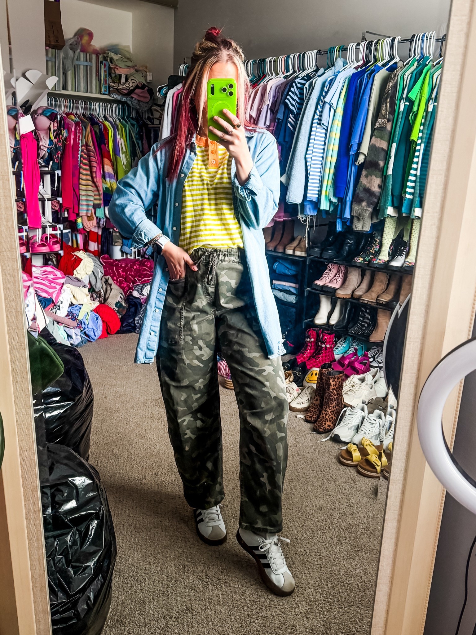 Ootd 
Tee - medium - aerie 
Pants - medium - Maurice’s 
Shoes - adidas
Button down - aerie (old)
Earrings/hair clip - target 

#LTKPetite #LTKootd #LTKmomlife