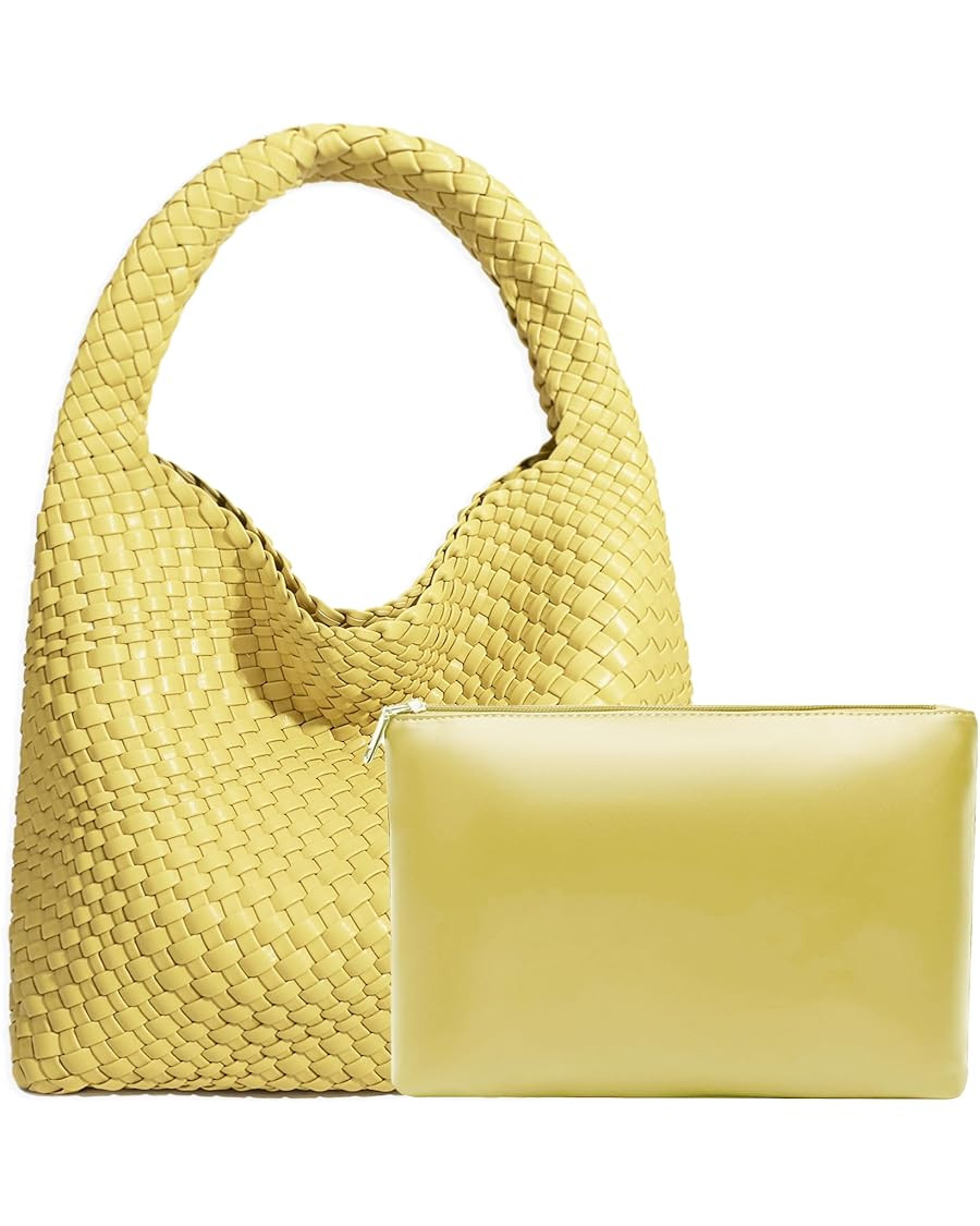 Women Vegan Leather Hand-Woven Tote Handbag Fashion Shoulder Top-handle Bag All-Match Underarm Ba... | Amazon (US)