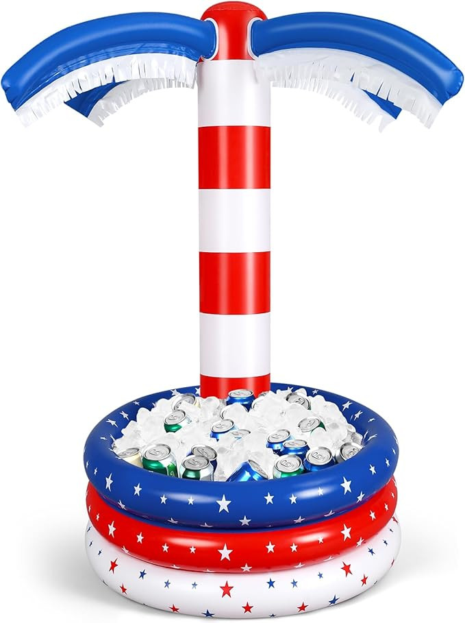4th of July Inflatable Palm Tree Cooler 60'' American Flag Inflatable Cooler Patriotic Pool Party... | Amazon (US)