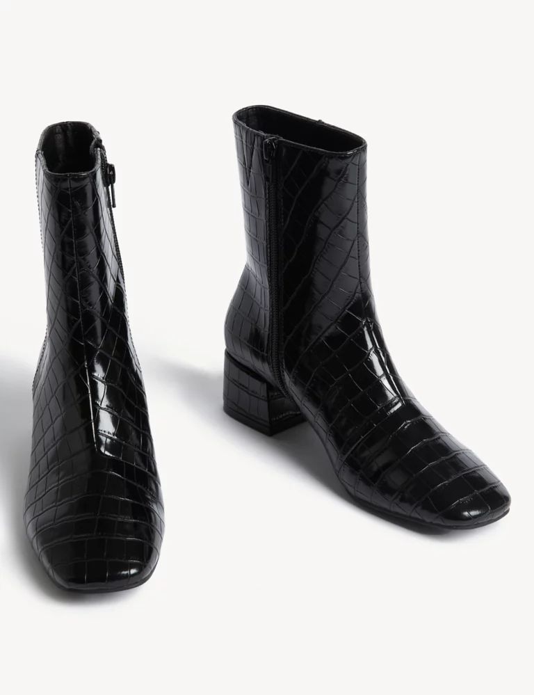 Croc Block Heel Ankle Boots | Marks & Spencer (UK)