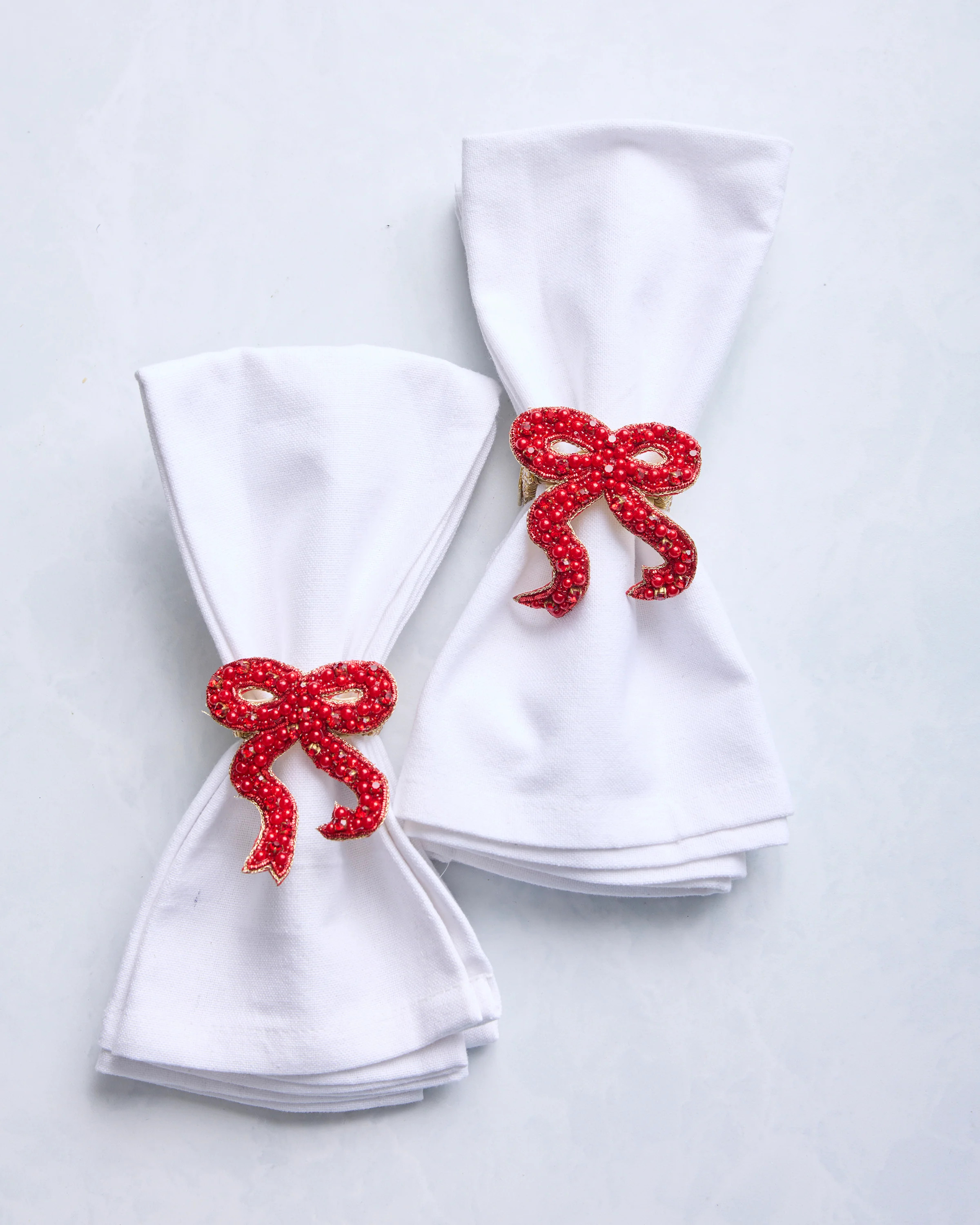 Holiday Bow - Napkin Ring Set Of 2 - Red | Printfresh