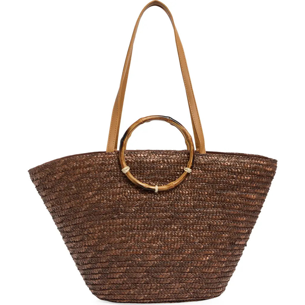 NATASHA Picnic Basket Straw Tote in Chocolate at Nordstrom Rack | Nordstrom Rack