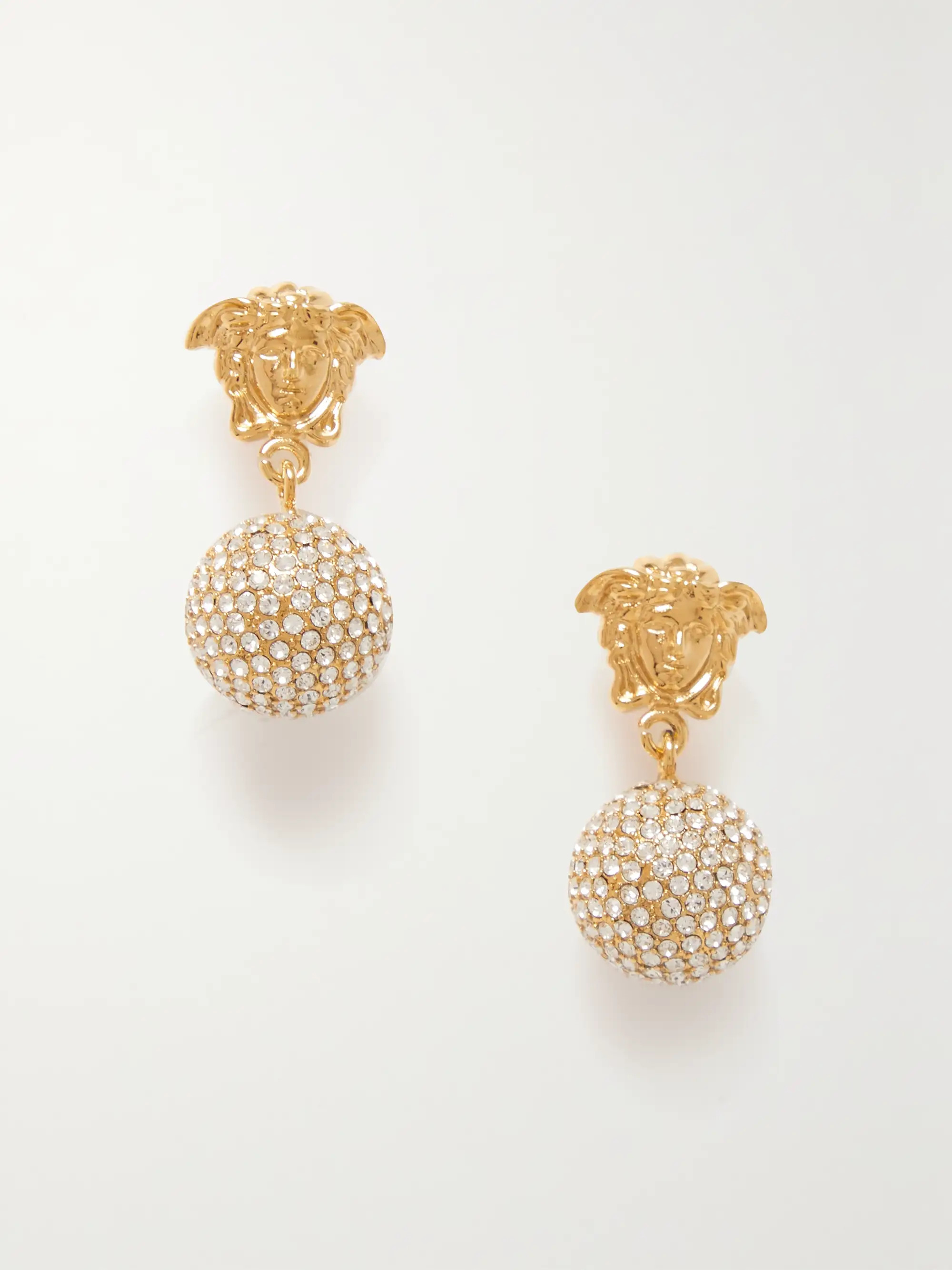 Gold Medusa gold-tone crystal earrings | VERSACE | NET-A-PORTER | NET-A-PORTER (US)