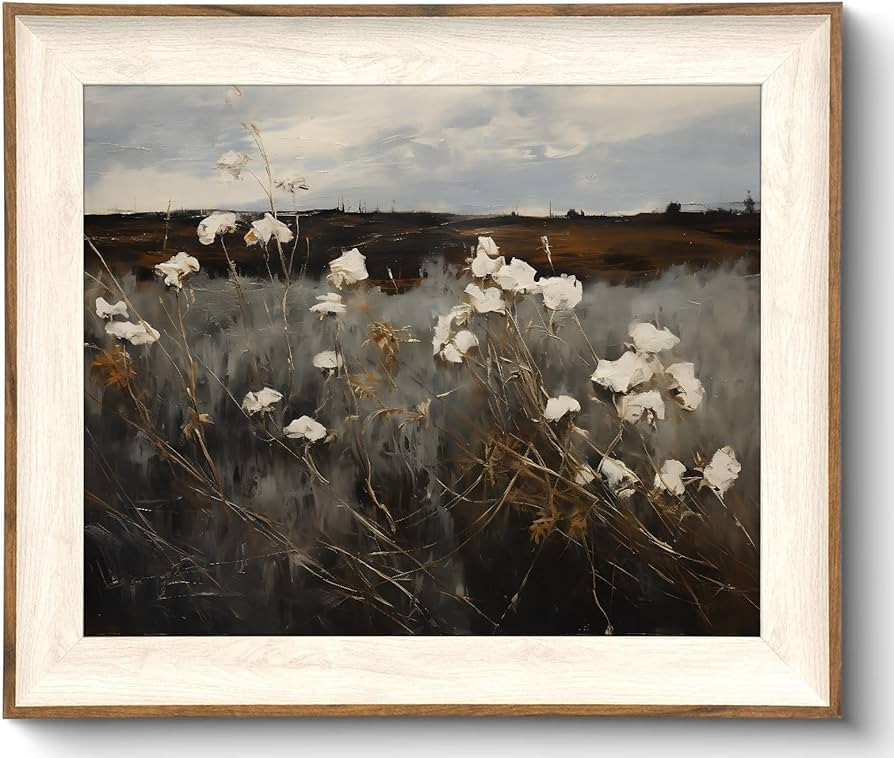 Framed Wall Art for Bedroom Decor, Vintage Wildflower Painting Canvas Art Prints, Moody Dark Autu... | Amazon (US)
