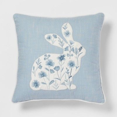 Embroidered Bunny Applique Square Throw Pillow Blue - Threshold™ | Target