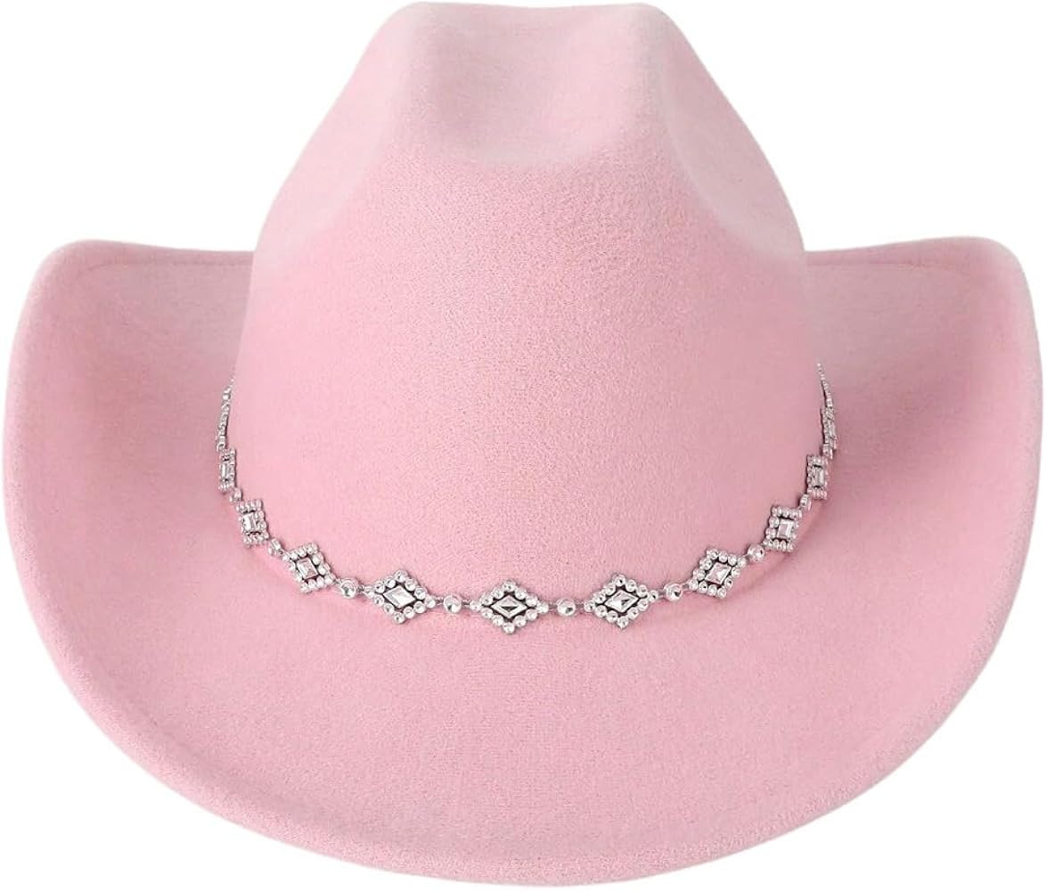 Verdusa Women's Western Cowboy Hat Rhinestone Wide Brim 2026 Cowgirl Hat | Amazon (US)