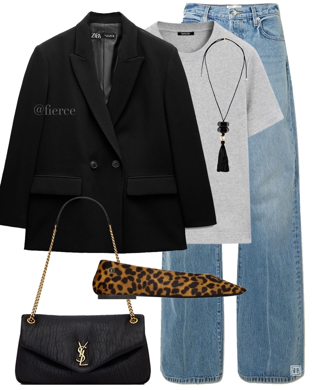 Black blazer blue jeans leopard flats Ysl bag chic outfit 

#LTKspring #LTKeurope #LTKuk