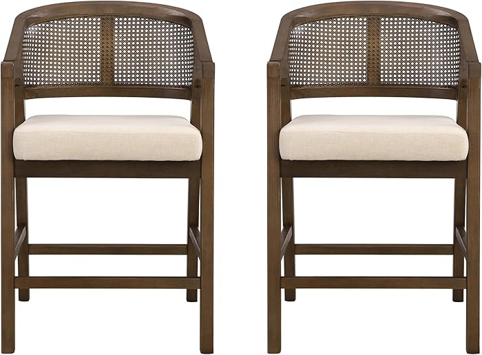 Bar Stools Set of 2, Modern Counter Height Stools with Wood Legs, 24" High Counter Stools with Cu... | Amazon (CA)