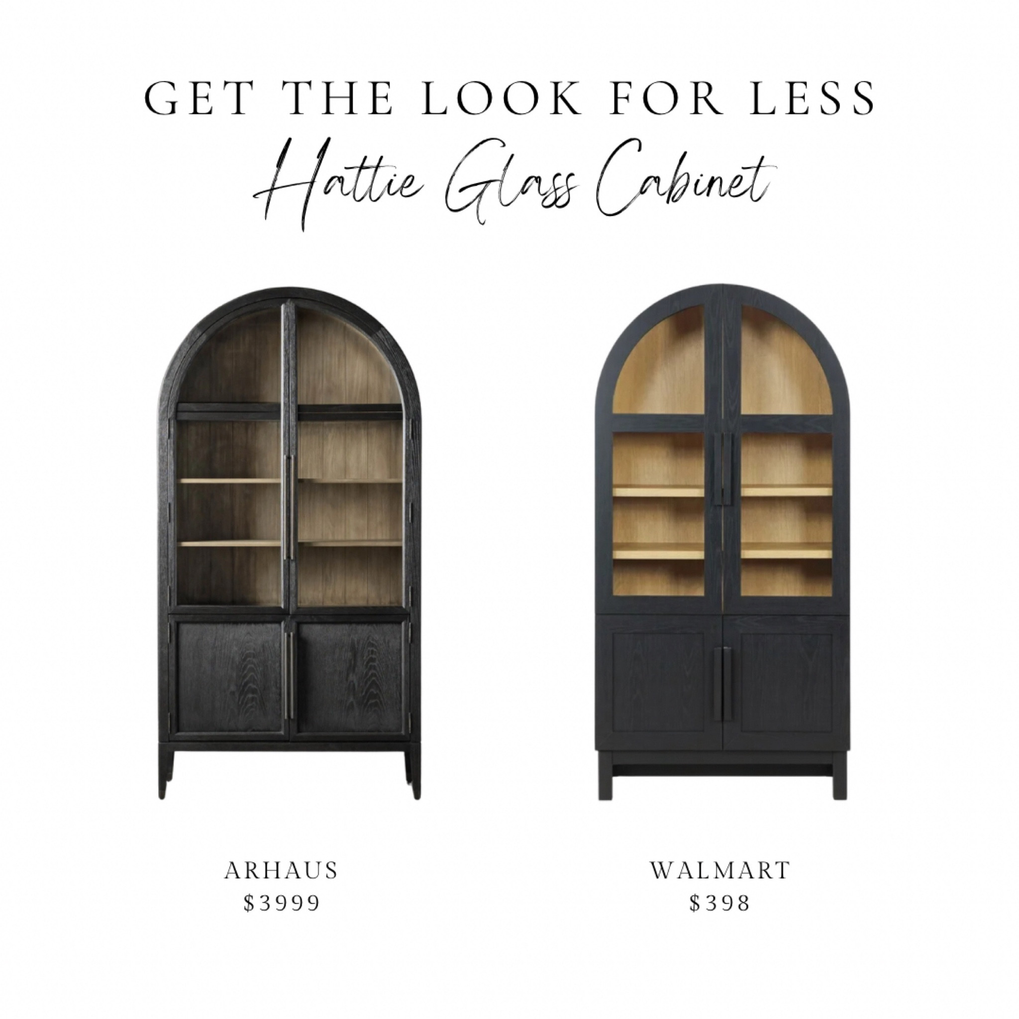 Hattie Glass Cbinet, Argus’s, Walmart, Beth, homes and Gardens, Juliet kitchen rounded solid wood frame arc cabinet, black finish, look for less, designer, dupe, arched cabinet

#LTKStyleTip #LTKHome #LTKFamily