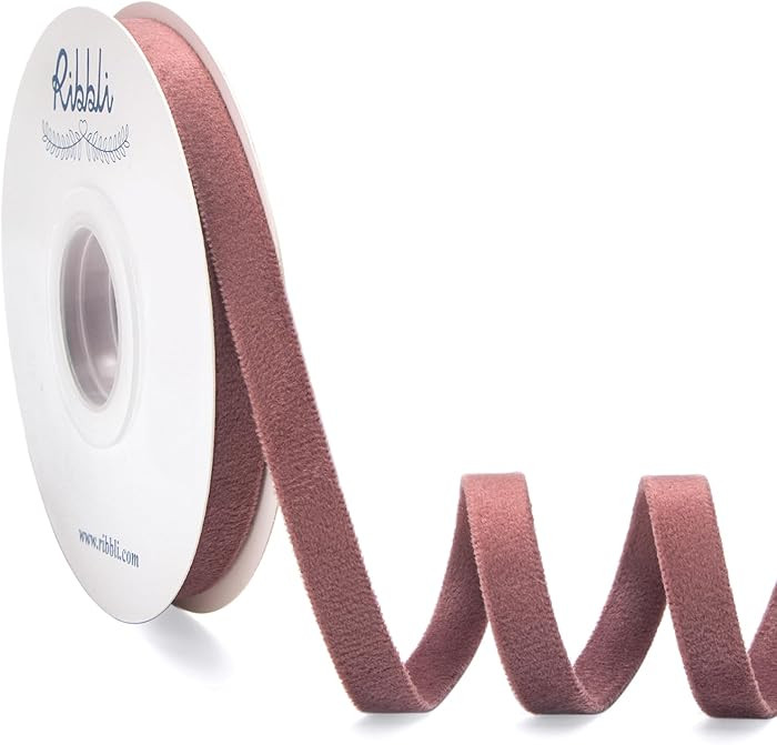 Ribbli Rosy Mauve Velvet Ribbon Double Faced 3/8 Inch 10-Yard Spool Rose Gold Ribbon Use for Chri... | Amazon (US)