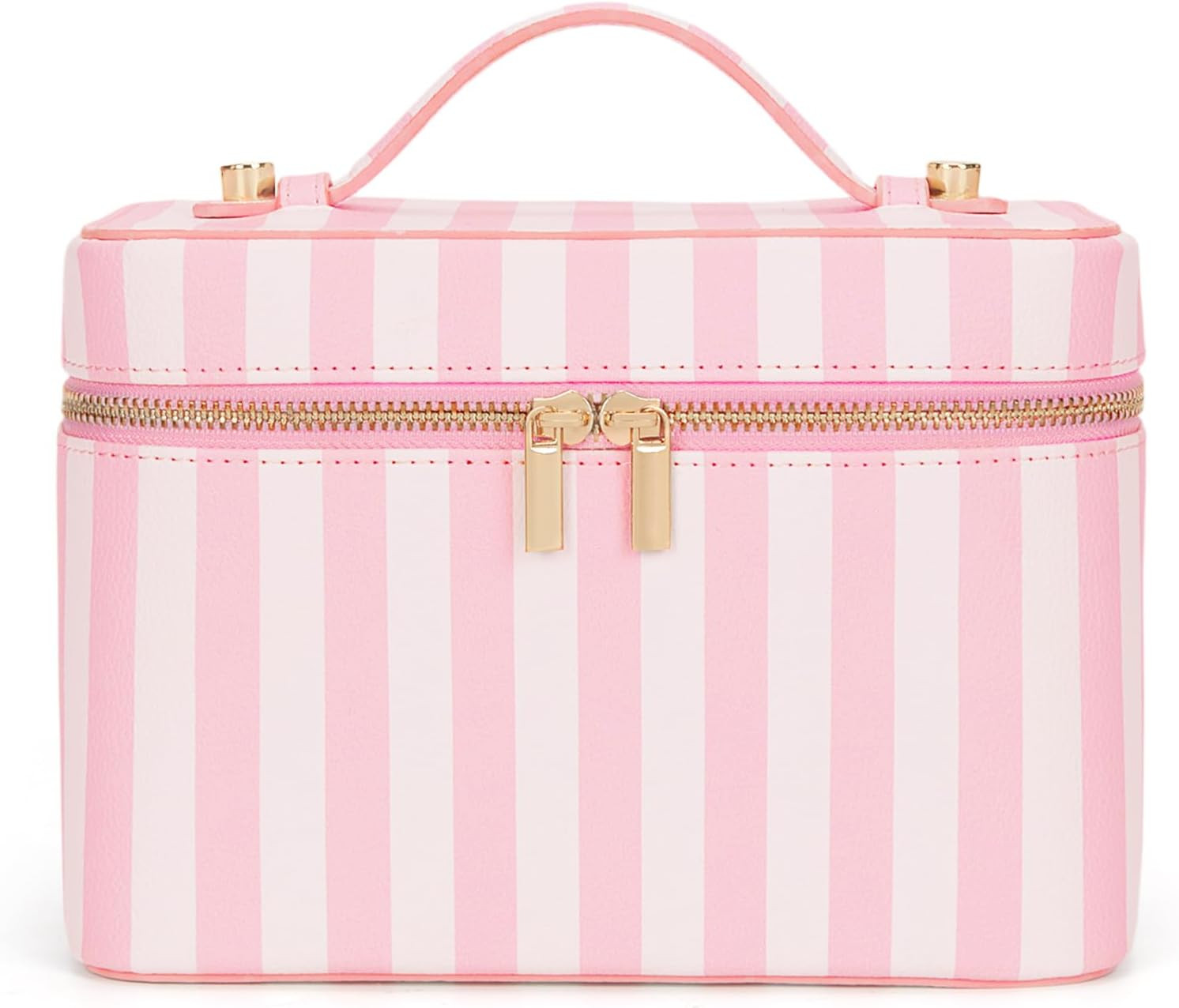 HiTotes Makeup Bag Vanity Case for Women Leather Cosmetic Bag Travel Toiletry Bags Portable Makeup Organizer Case | Amazon (US)