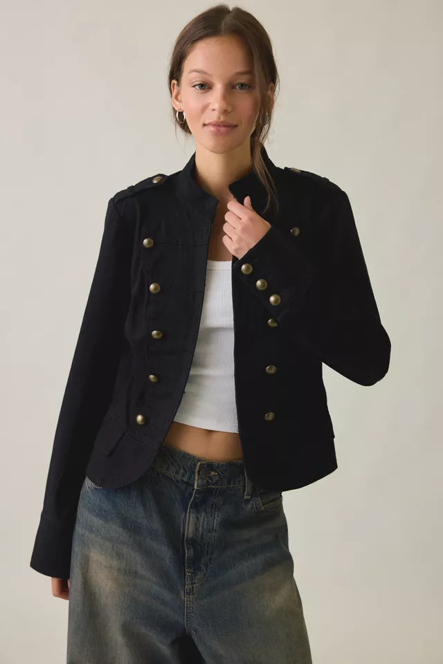 BDG Cate Cotton Band Jacket in Black, Women's at Urban Outfitters | Urban Outfitters (US and RoW)