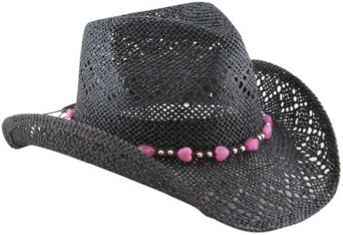 Vamuss Straw Cowboy Hat for Women with Beaded Trim and Shapeable Brim | Amazon (US)