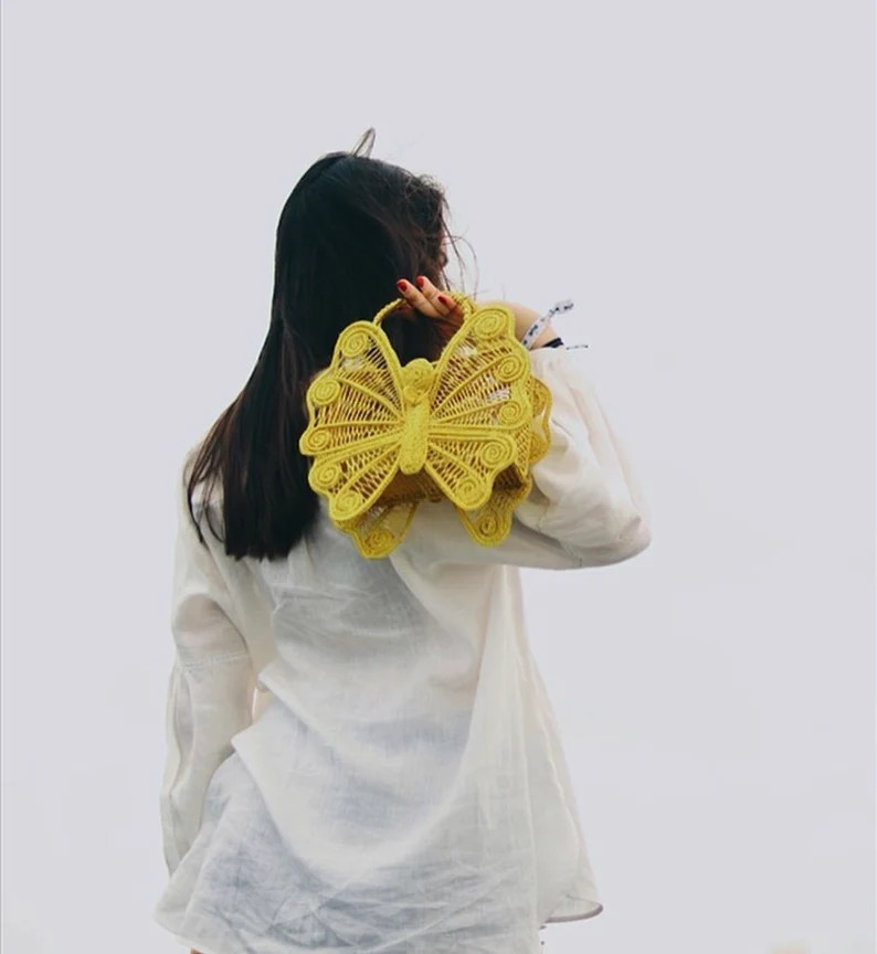 Butterfly Straw/raffia Summer Bag - Etsy | Etsy (US)