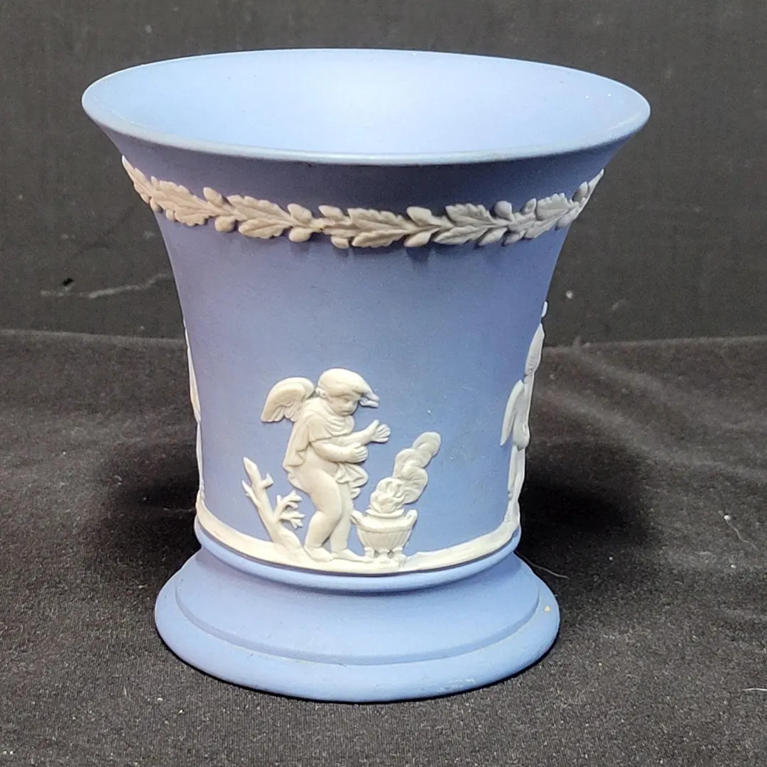 Vintage Wedgwood Jasperware Vase — Cream Relief on Lavender-Pale Blue • 3″ English Stonewar... | Etsy (US)