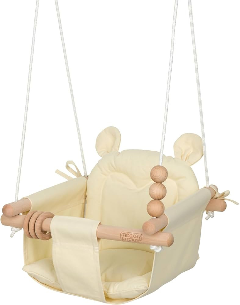Monkey & Mouse Baby Swing, Pale Yellow Indoor Outdoor Portable Hanging Chair, Infant & Toddler Ki... | Amazon (US)