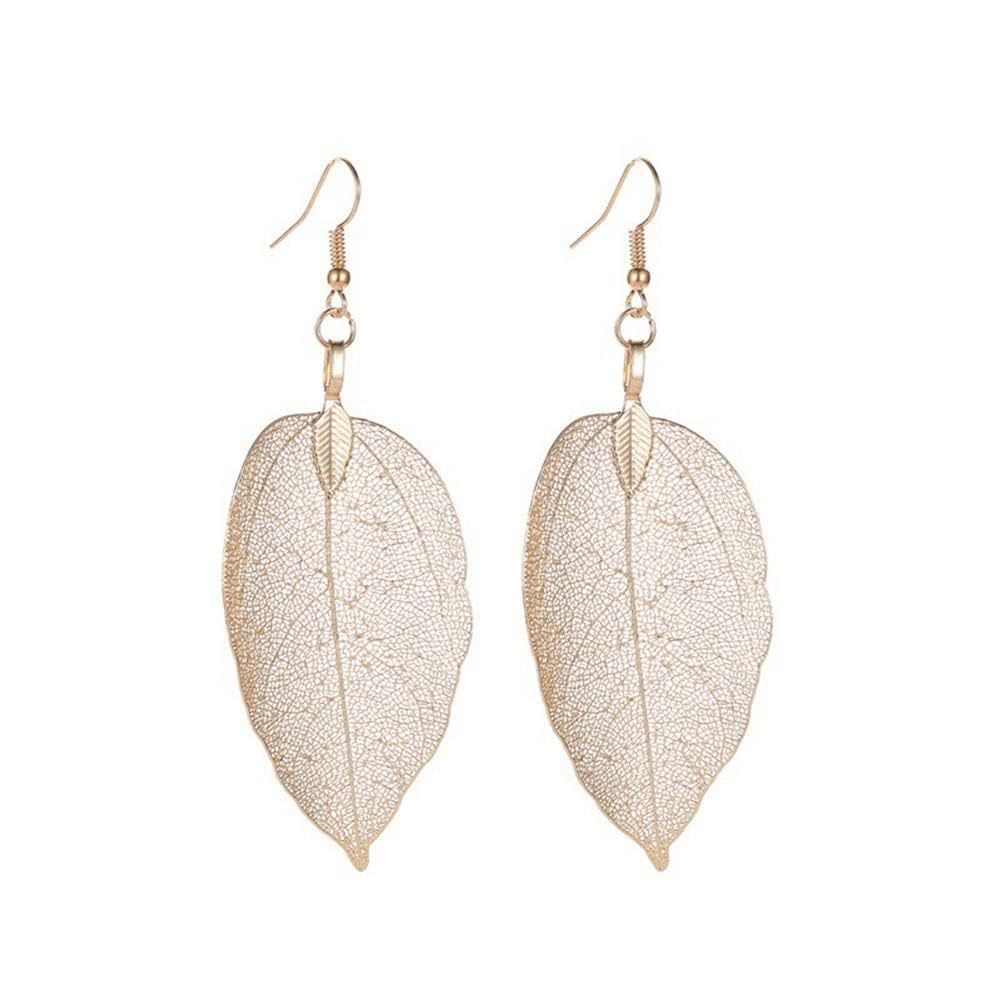 Gold Natural Leaf Earrings for Women, Flawless Quality Fashion Drop Dangle Earrings, 18K Gold Pla... | Amazon (US)