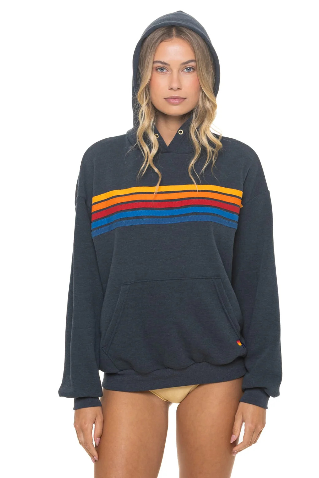 Charcoal 5 Stripe Pullover Hoodie | Aviator Nation | Aviator Nation