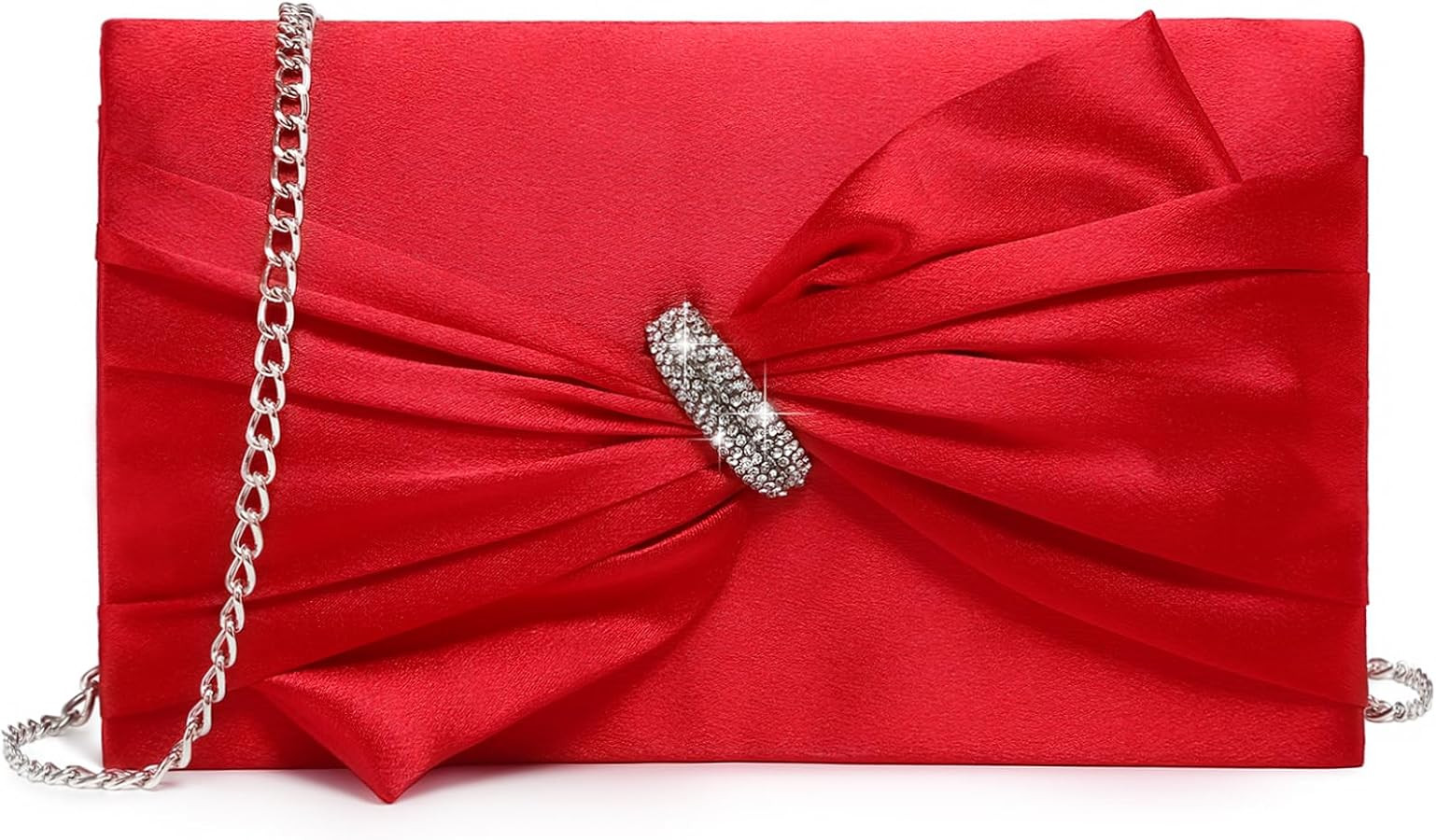 Dasein Women Elegant Satin Bow Flap Evening Bag Rhinestone Clutch Purse Handbag Formal/Wedding/Pr... | Amazon (US)