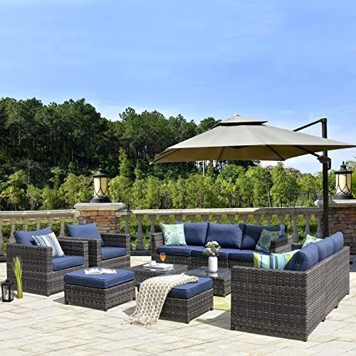 ovios Patio Furniture Set, 12 PCS Big Size Outdoor Backyard Sets PE Rattan Sectional with Coffee ... | Amazon (US)