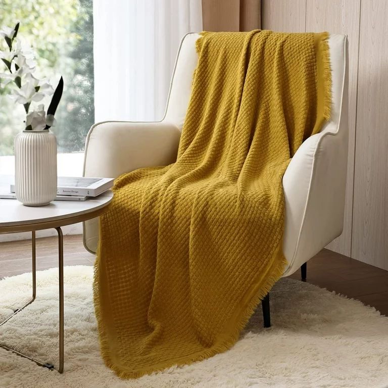 CREVENT Farmhouse Boho Knitted Throw Blanket for Couch Sofa Chair Bed Home Decoration, Soft Warm ... | Walmart (US)