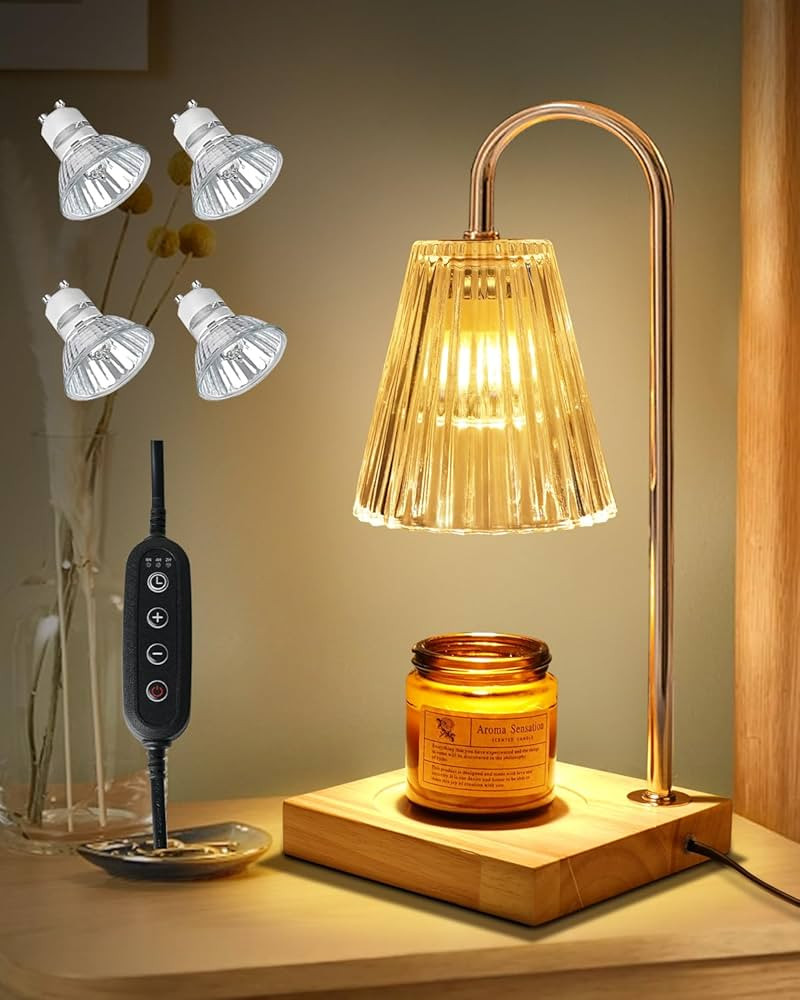 Oilkas Candle Warmer Lamp with 4 Bulbs - Candle Warmer with Timer Dimmable, Wax Melt Warmer Candl... | Amazon (US)