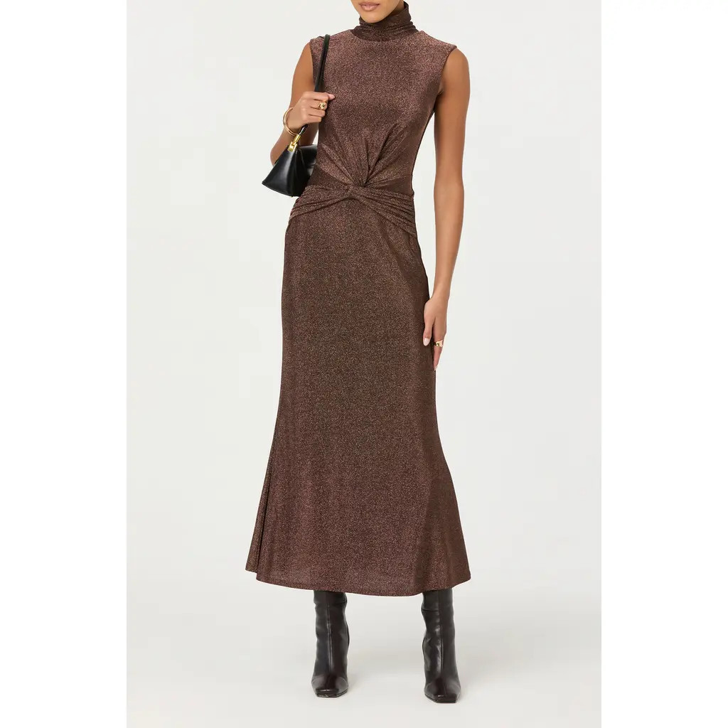 ASTR the Label Riana Metallic Sleeveless Dress in Brown Metallic at Nordstrom, Size Small | Nordstrom