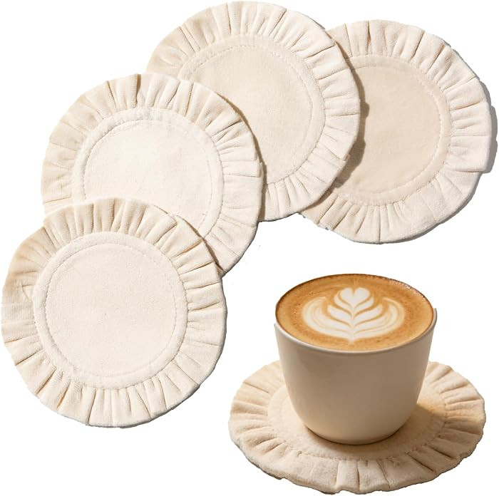5 Inch Round Ruffle Velvet Coaster, Tabletop Protection, Coffee Table & Bar Decoration, Drink Coa... | Amazon (US)