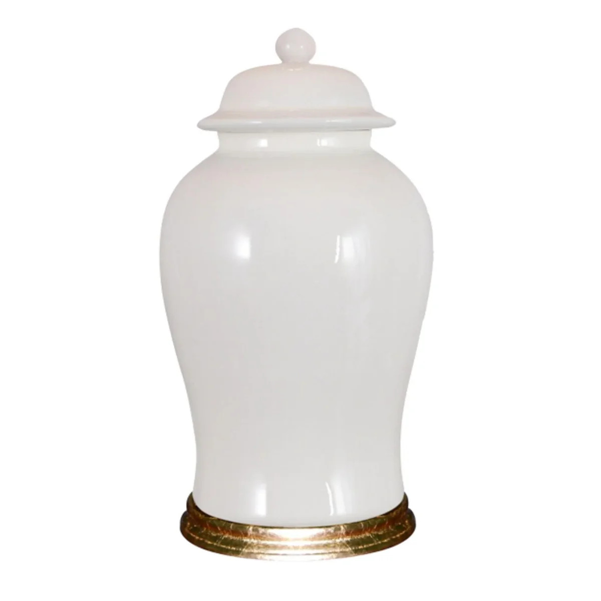 White and Gold Leaf Porcelain Temple Jar | The Well Appointed House, LLC