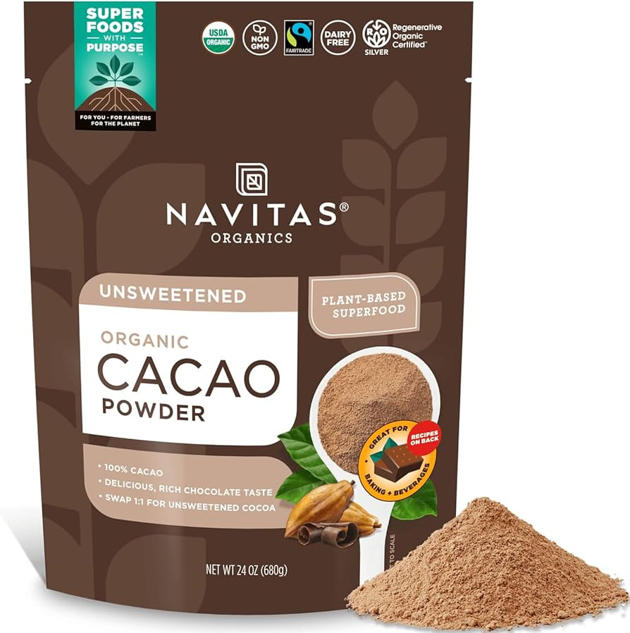 Navitas Organics Cacao Powder - Cocoa Powder Substitute 1:1, For Hot Chocolate, Baking & More - R... | Amazon (US)