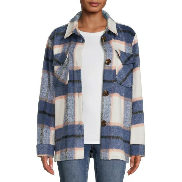 Jason Maxwell Women's Faux Wool Shirt Jacket | Walmart (US)