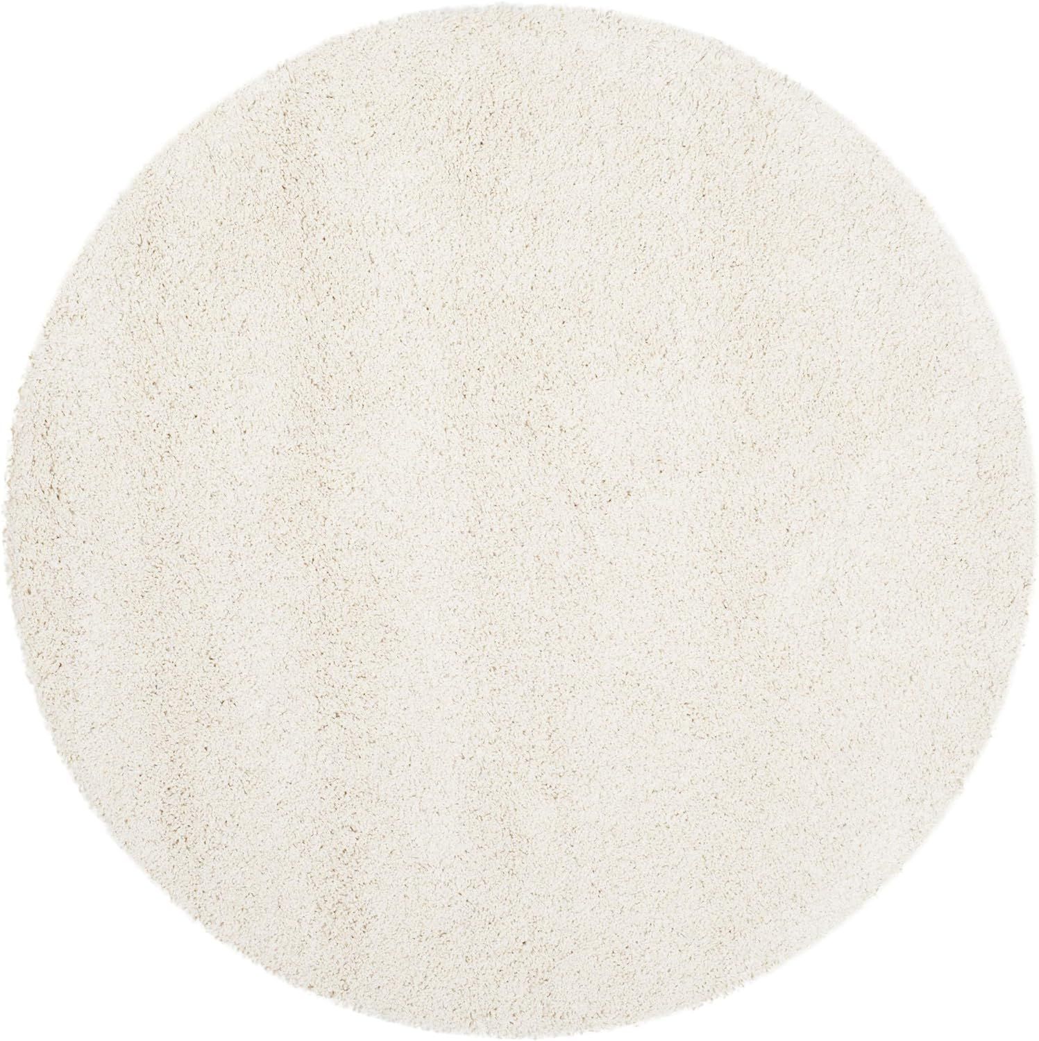 SAFAVIEH Milan Shag Collection Area Rug - 5'1" Round, Ivory, Solid Design, Non-Shedding & Easy Ca... | Amazon (US)