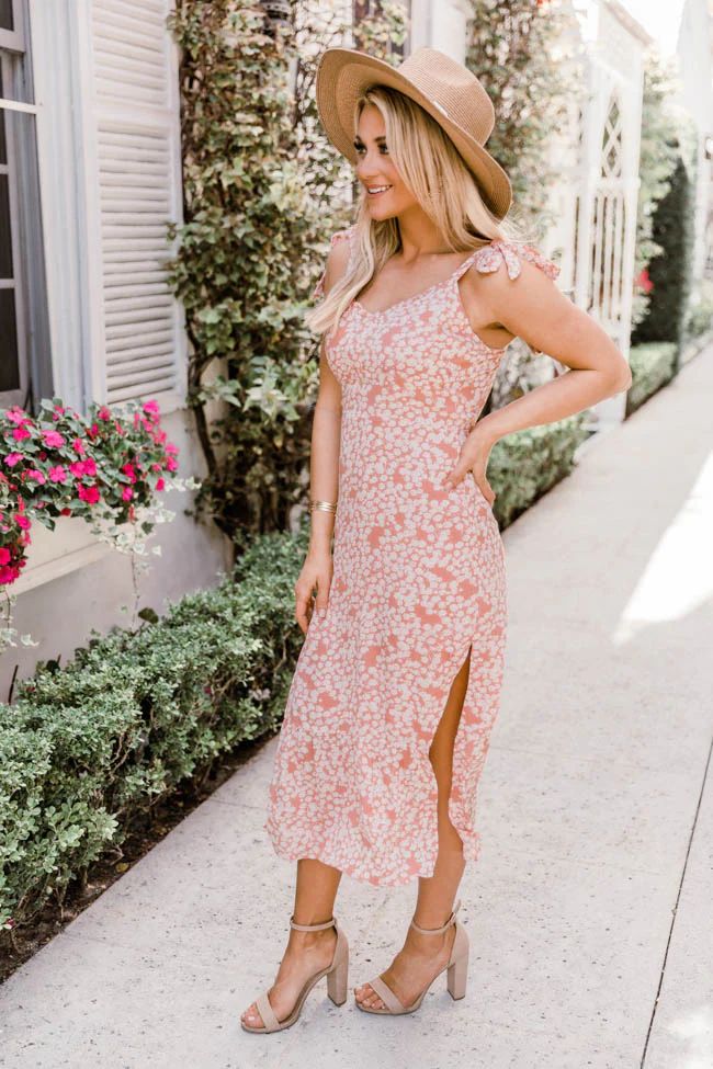 Don't Complicate It Floral Midi Dress Orange FINAL SALE | The Pink Lily Boutique