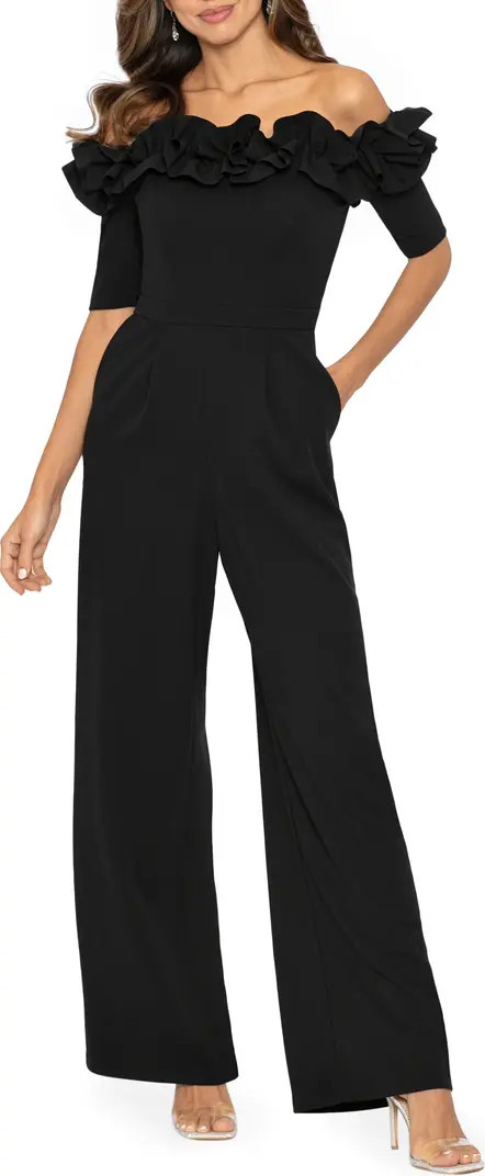 Ruched Ruffle Scuba Crepe Jumpsuit | Nordstrom