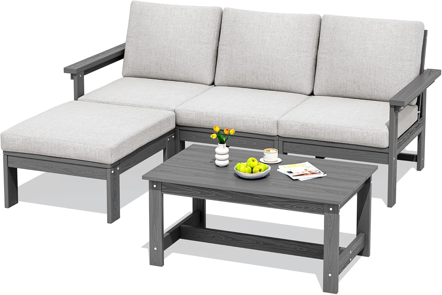 SERWALL Outdoor Sectional Sofa Set, 5-Piece Outdoor Modula Couch Set with Ottoman, All Weather Pa... | Amazon (US)