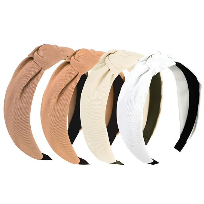 YISSION 4PCS Knotted Headbands for Women Girls Non Slip Wide Head Band Fashion Head Bands Top Kno... | Amazon (US)
