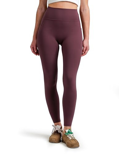 Colorfulkoala Dreamlux No Front Seam Full-Length Leggings with Pockets for Women 28" Inseam, Seamless High Waisted Buttery Soft Yoga Pants (XS, Plum Red) | Amazon (US)