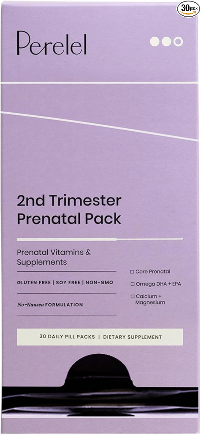 Perelel 2nd Trimester Prenatal Pack - Daily Pregnancy Vitamins - Omega DHA Prenatal Vitamins, Cal... | Amazon (US)