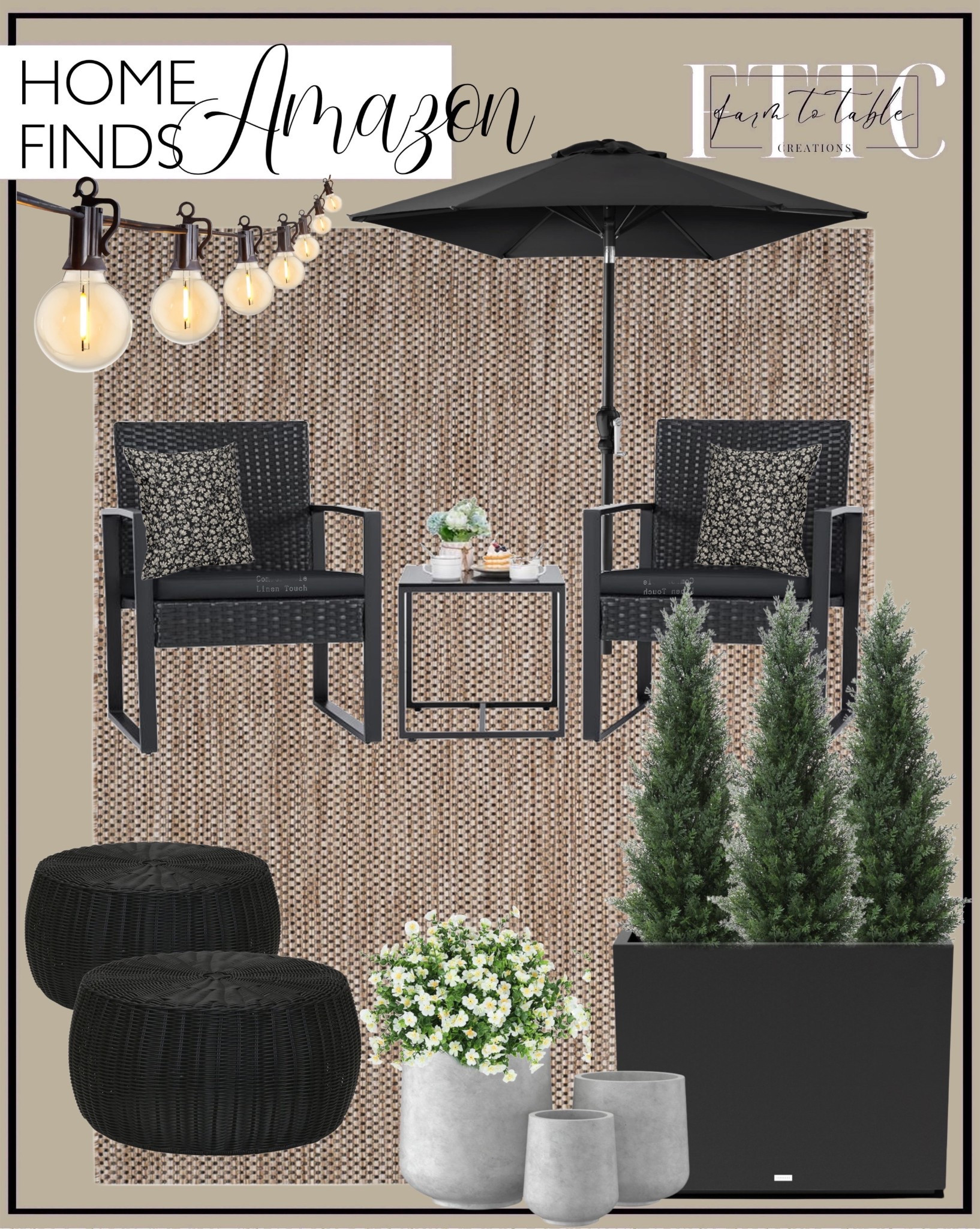Amazon Home Finds. Follow @farmtotablecreations on Instagram for more inspiration.

Flamaker 3 Pieces Patio Set Outdoor Wicker Furniture Sets Modern Rattan Chair Conversation Sets with Coffee Table for Yard and Bistro (Black). Outdoor String Lights 25 Feet G40 Globe LED Patio Lights. SAFAVIEH Courtyard Collection Area Rug - 5'3" x 7'7", Natural & Black, Non-Shedding & Easy Care, Indoor/Outdoor & Washable. Veradek Block Series Span Plastic Planter - Tall Rectangular Planter for Outdoor Patio/Porch. 3FT Artificial Cedar Topiary Trees for Outdoors Potted Fake Cypress Trees Faux Evergreen Plants for Home Porch Decor Set of 2. Kante 15.3"+11.6"+8.2" Dia Round Concrete Planter, Large Outdoor Indoor Planter Pots. Artificial Flowers for Outdoors, 12 Bundles Faux Flowers for Planters, Fake Plants with Flowers for Hanging Planter. Black Brown Daisy Floral Block Print Pillow Covers 18X18 Inch Vintage Flowers Decorative Square Pillow Cases Set of 2 Farmhouse Home Decor Cotton Linen Throw Pillows For Sofa Couch Cushion Outdoor. Best Choice Products 10ft Outdoor Steel Polyester Market Patio Umbrella w/Crank, Easy Push Button, Tilt, Table Compatible - Black. Household Essentials Wicker Patio Ottoman Footstool. Amazon Patio Finds. Affordable Patio Furniture. Amazon Home. 


#LTKSaleAlert #LTKHome #LTKFindsUnder50
