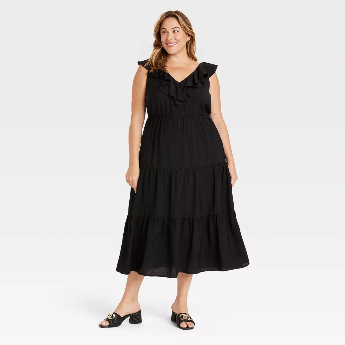 Women's Flutter Short Sleeve Maxi A-Line Dress - Ava & Viv™ | Target