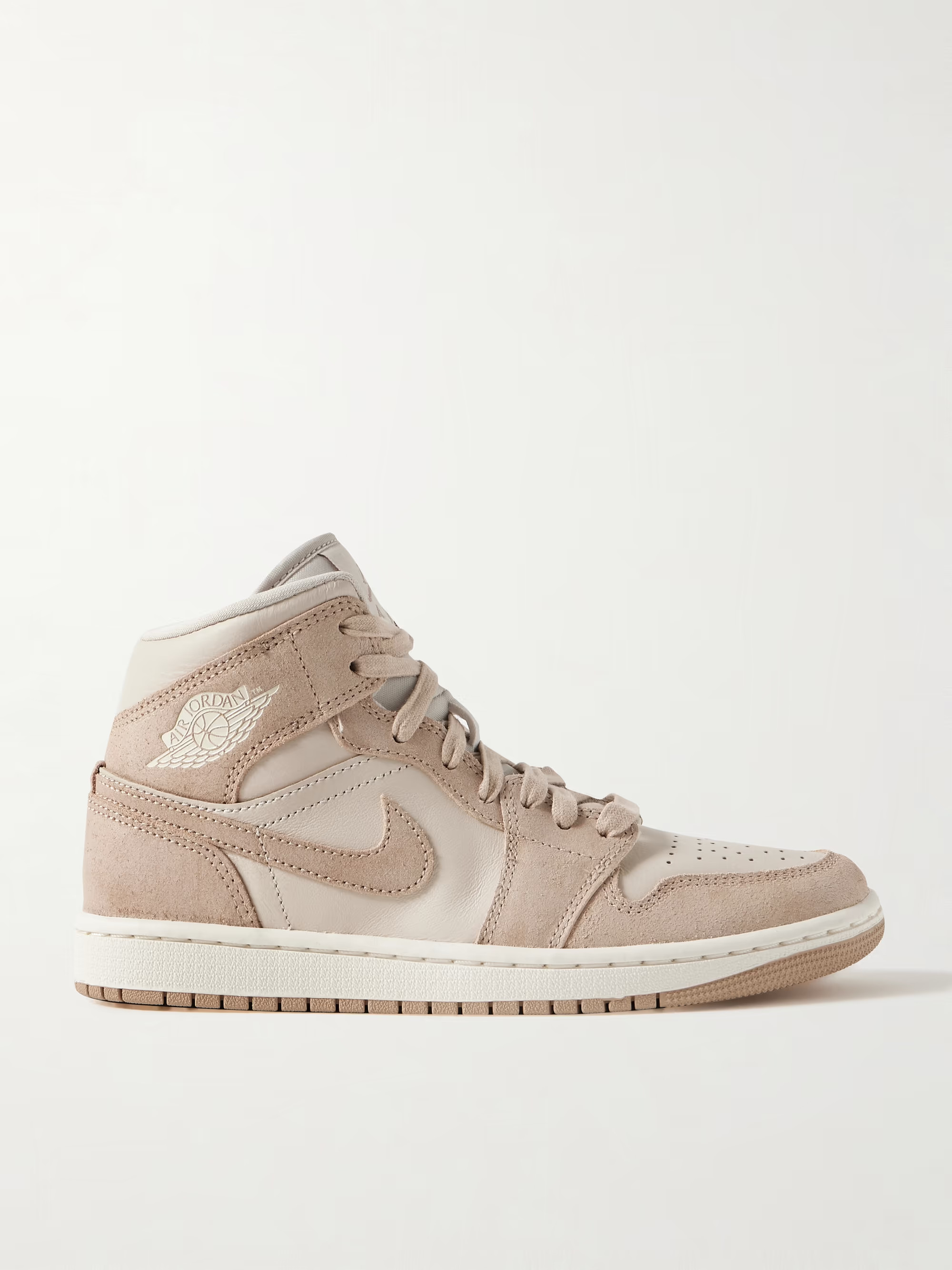 Air Jordan 1 Mid SE washed-suede and leather sneakers | NET-A-PORTER (US)