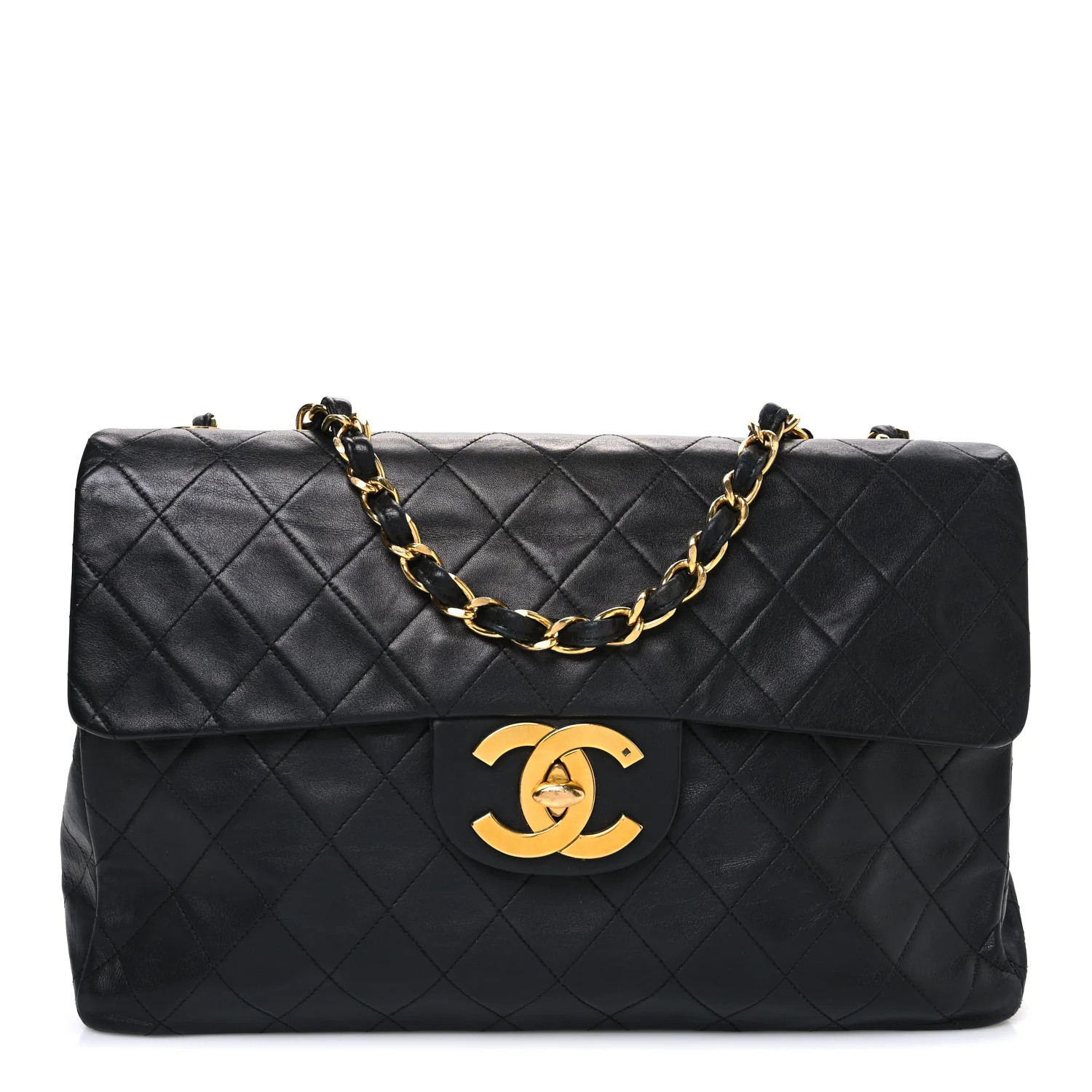 Lambskin Quilted XL Jumbo Single Flap Black | FASHIONPHILE (US)