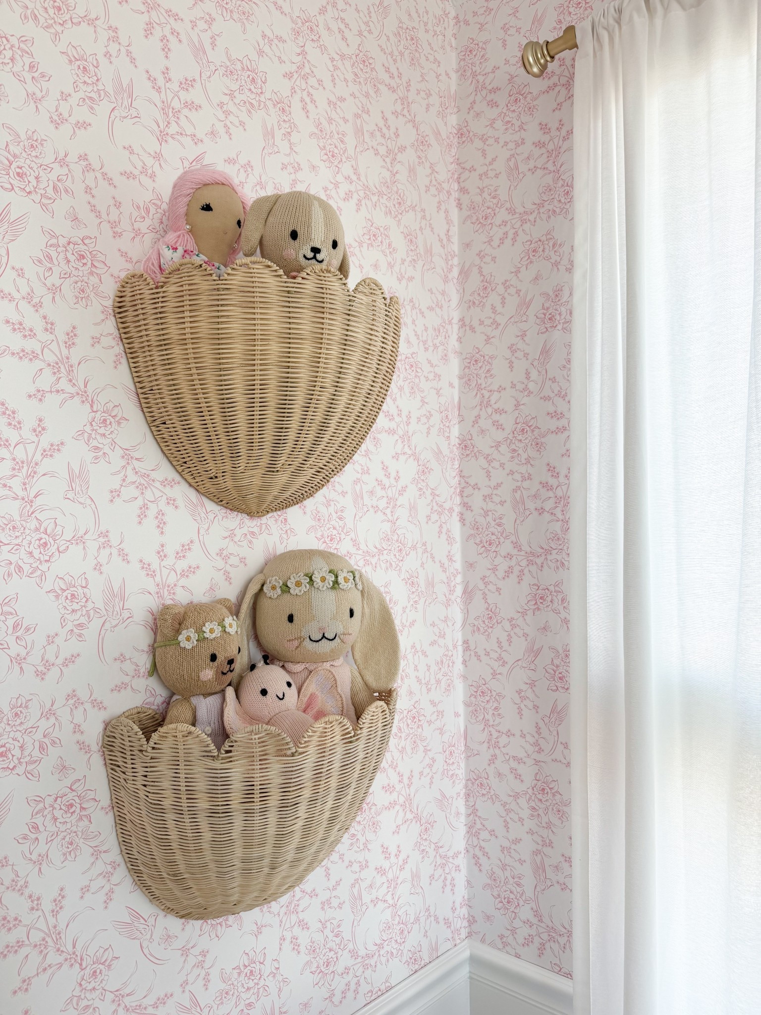 You won’t believe where I got these hanging wall baskets! Thanks TikTok for the find 🥰

Toy storage ideas, stuffed animal storage, baby girl nursery, nursery ideas, girl mom, wall baskets, toy organization, handmade dolls, sock dolls, pink nursery, temu find 

#LTKHome #LTKBaby #LTKKids
